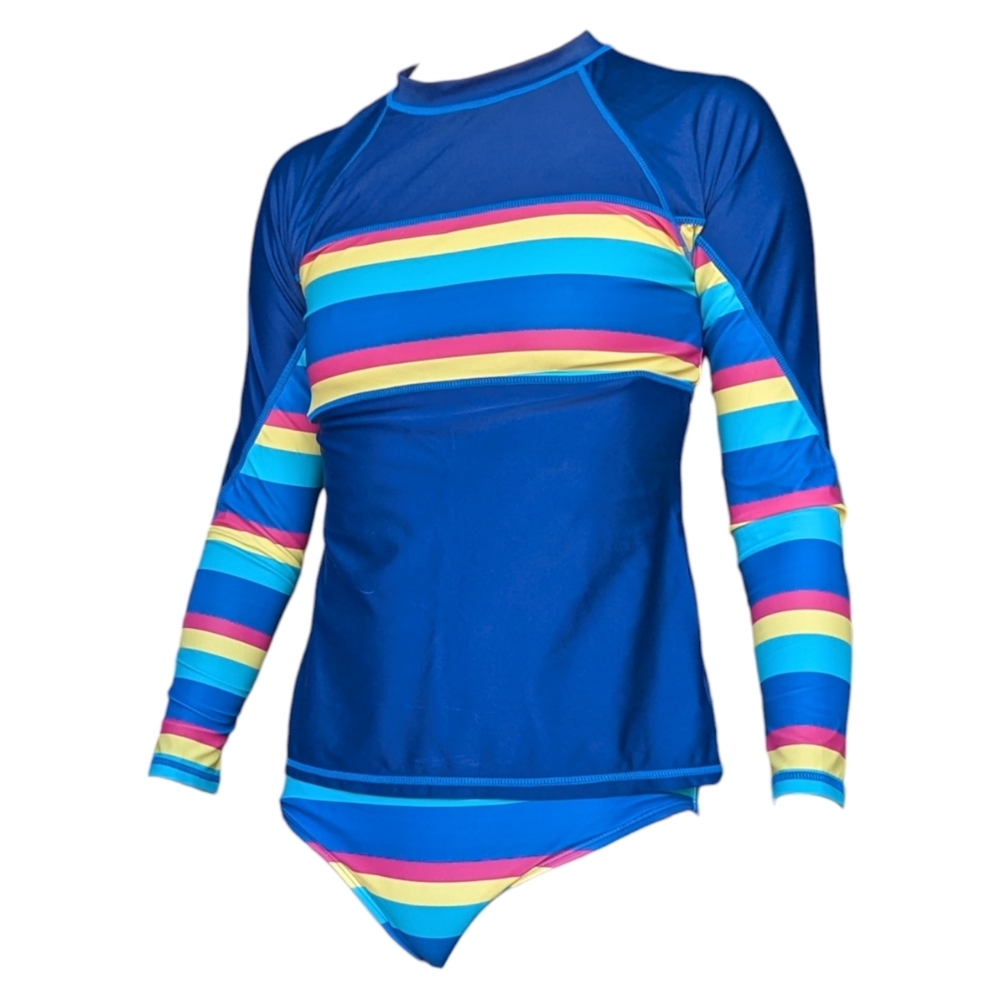 💥3 for$12 sale💥Long sleeve rainbow rash guard, bottoms, UPF 50 swimsuit small